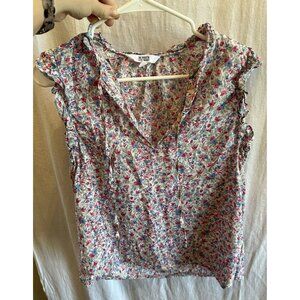 BB Dakota Steve Madden Sz Medium Pink Floral Ruffled Prairie Hippie‎ Cottage Top